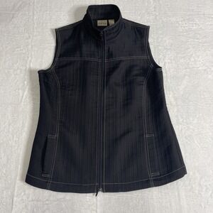 Chico's Vest  Size 1 Zip up front pockets on front Black With White Stitching